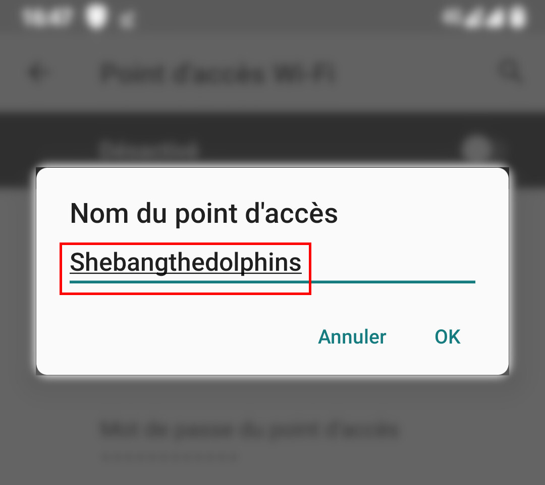Android définition nom point d'accès