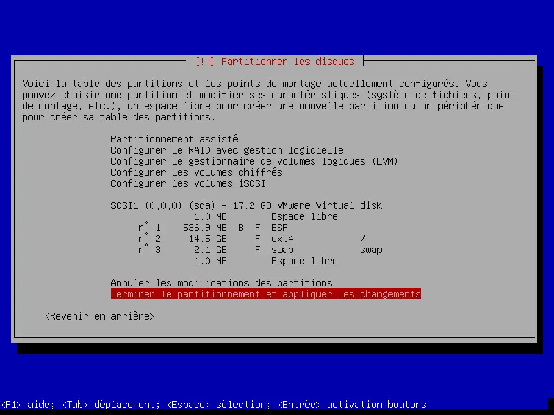 debian installation partitionner les disques