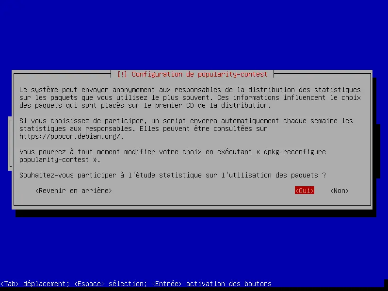 debian installation étude de statistique sur l'utlisation des paquets