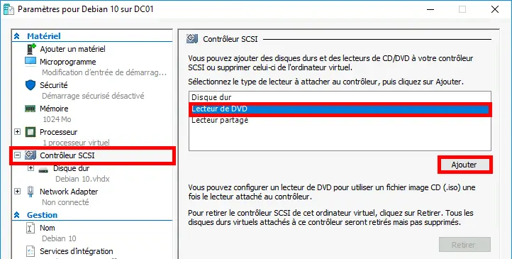Hyper-V VM Settings menu