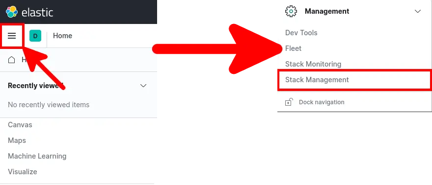 Kibana | Main menu, Management, Stack Management