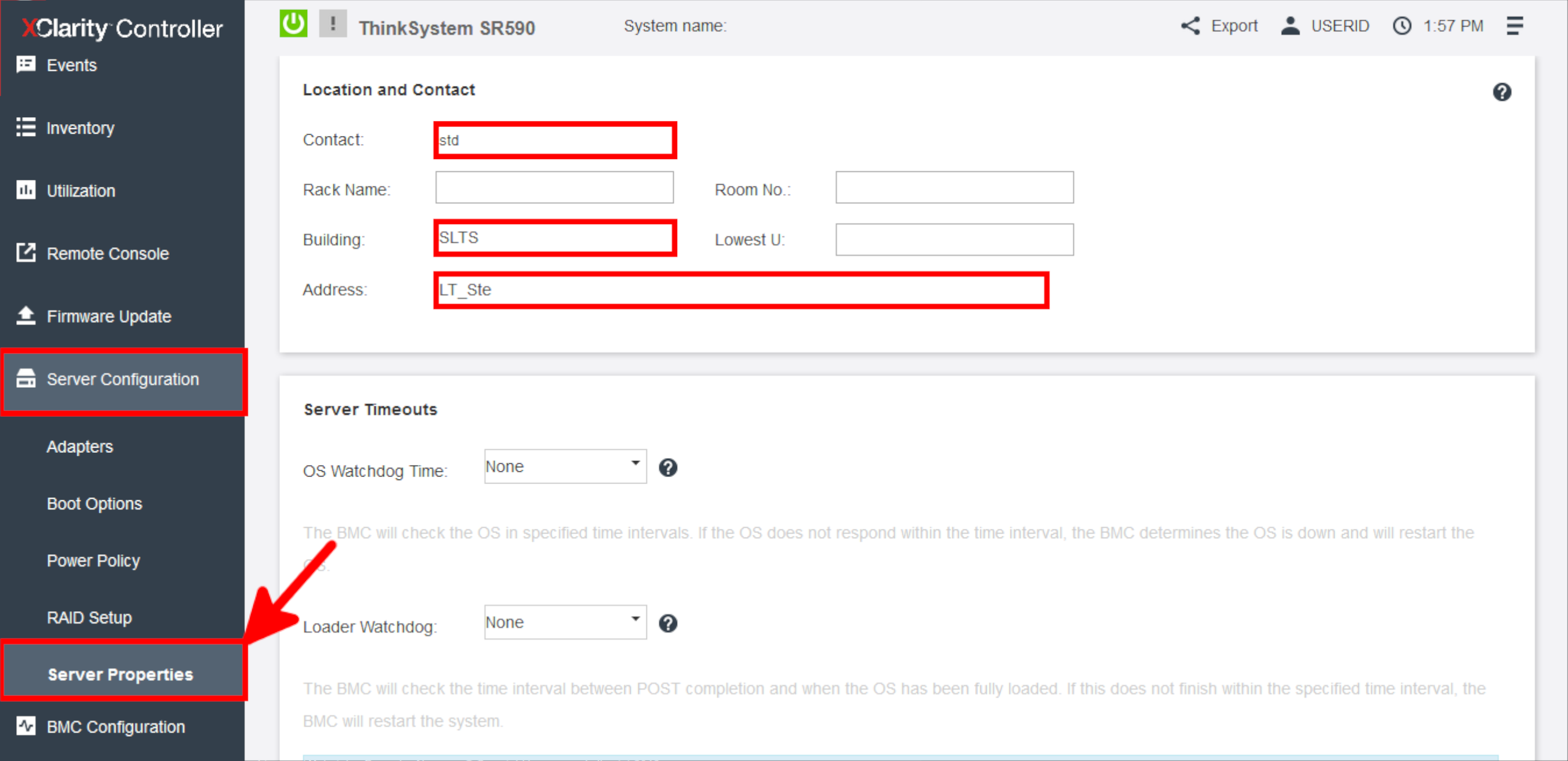 Lenovo XClarity Controller | XClarity Controller Server Properties
