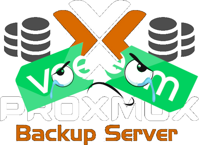 Mème humoristique montrant Veeam Backup en pleurs pendant que Proxmox Backup Server prend le relais