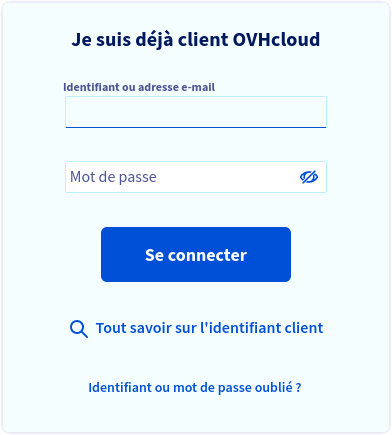 OVH | Demande d'identifiants.