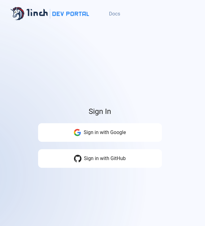Portail de connexion 1inch.dev