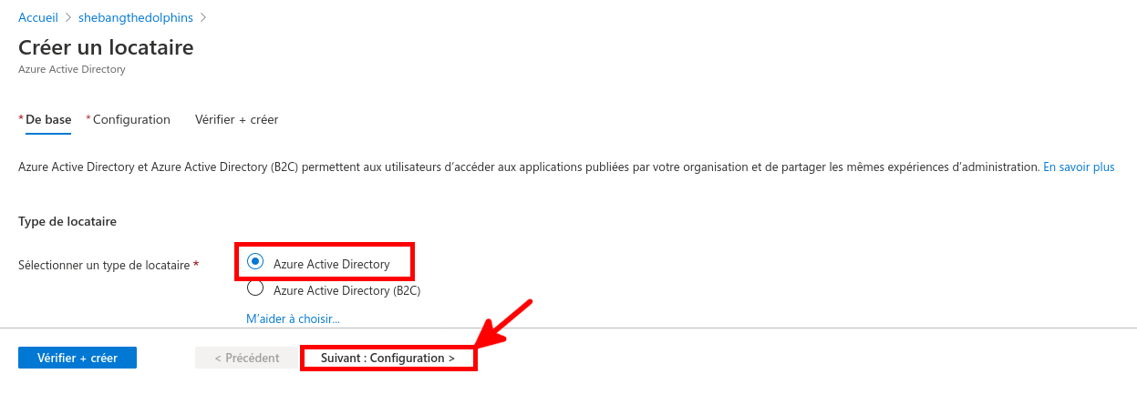 Azure Portal | Select a tenant type