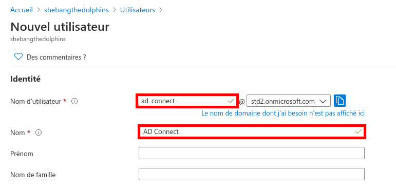 Azure Portal | Create a new user