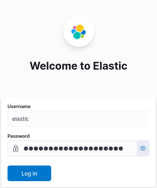 Écran de connexion Elastic 9 avec les champs nom d’utilisateur et mot de passe.