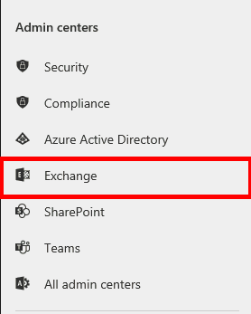 microsoftonline.com menu Exchange