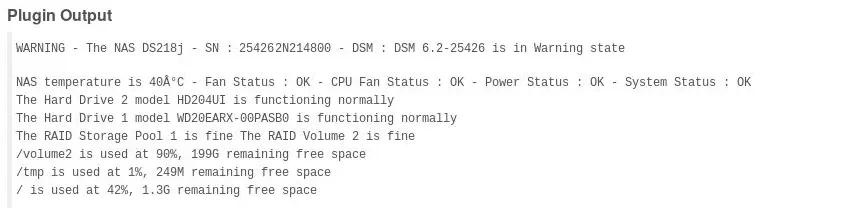 Synology NAS snmp output