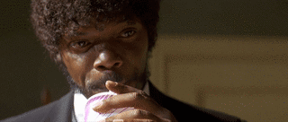 GIF of Samuel L. Jackson in Pulp Fiction drinking soda, optimized with palettegen