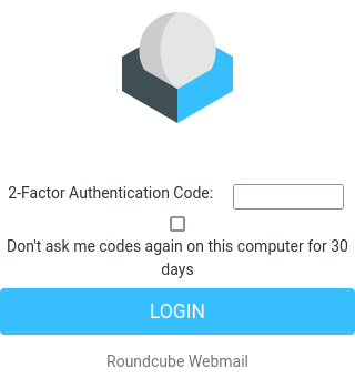 2FA roundcube login page