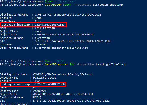 PowerShell | Get-ADUser and Get-ADComputer output