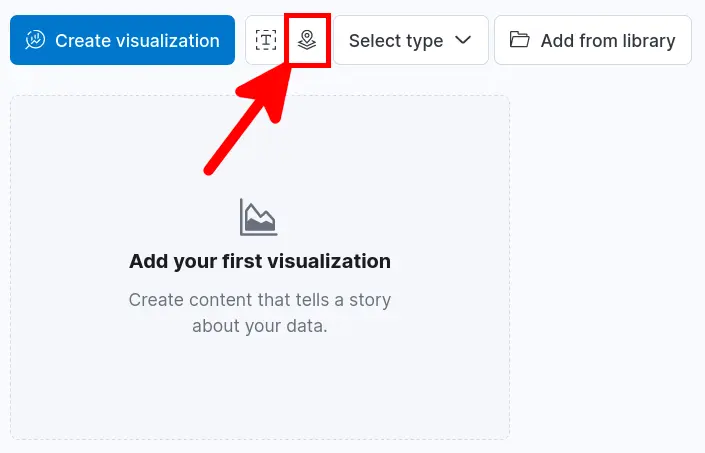 Kibana interface with Create Visualization and Maps option highlighted for new geospatial dashboard