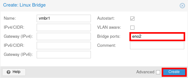 Proxmox VE 9 Linux Bridge setup with eno1
