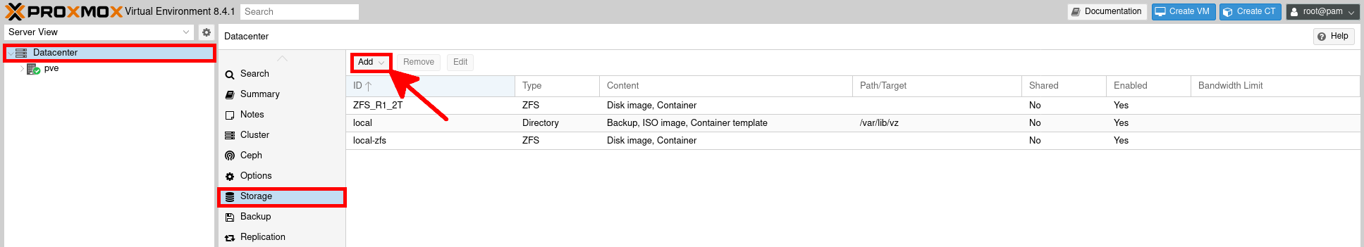 Add Proxmox Backup Server as a storage in Proxmox VE interface
